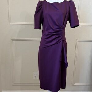 Xscape Rich Purple Midi Dress with Side Drape